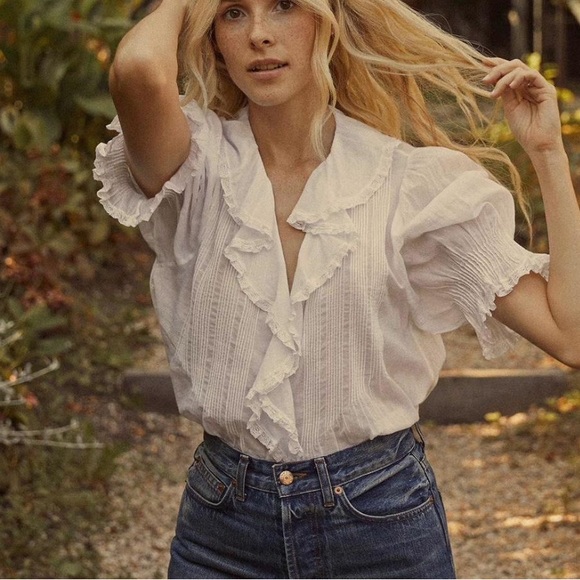 Doen Tops - DOEN henri blouse in salt size SMALL